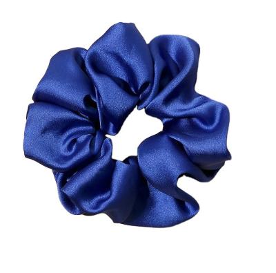 China New Ziming Soft Fashion Klein Elegant Style Blue Elastic Hair Ties Dark Blue Satin Scrunchies for sale