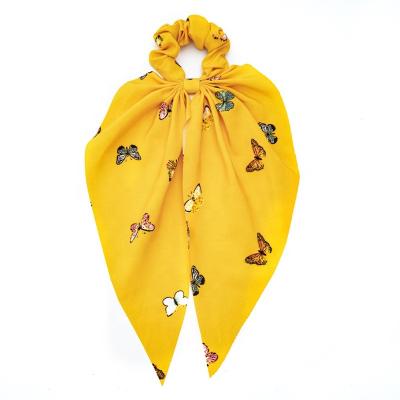 China Fashion Ziming Butterfly New Print Chiffon Elastic Hair Scarves Long Tailed Girls Soft Hair Ties Scrunchies Multiple Colors On Sale for sale