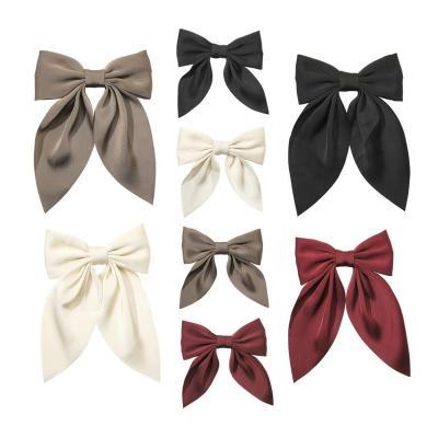 China Korean Hair Bow Clip Ziming Double Sides Satin Bow Hair Clip Duck Mouth Silk Butterfly Elegant Tail Cloth Hair Clip For Girls for sale