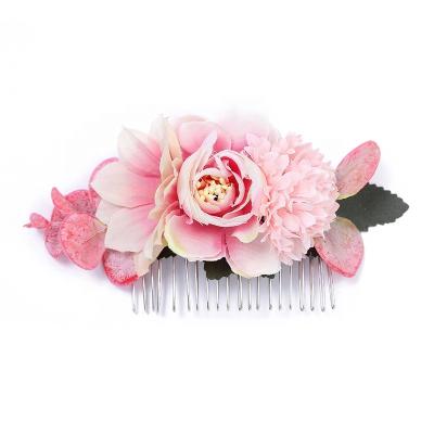 China Party Bohemian and Korean Style 3 Flowers Braid Hair Comb and Hair Pin Sand Beach Pin Comb for Wedding Decorations Wholesale for sale