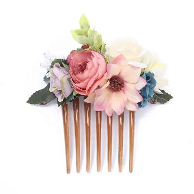 China Party Bohemian and Korean Style Flowers Braid Hair Comb and Hair Pin Sand Beach Pin Comb for Wedding Decorations Wholesale for sale