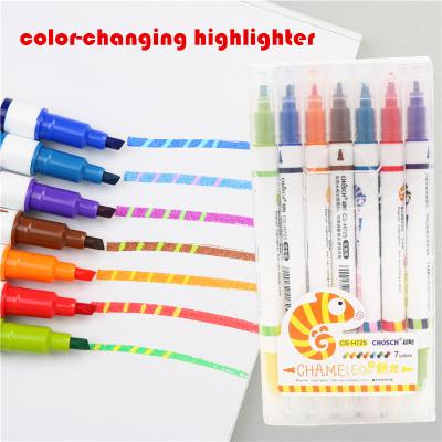 China office & Hot Sale Magic Pen Kids Water Color Highlighter Bar Color School Markers Change Drawing Discolor Pen for sale