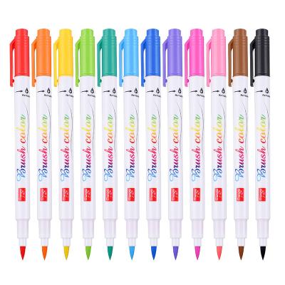 China Calligraphy Writing 12 Bright Colors New Water Color Brush Pen Water Color Drawing Marker Calligraphy Pen for sale