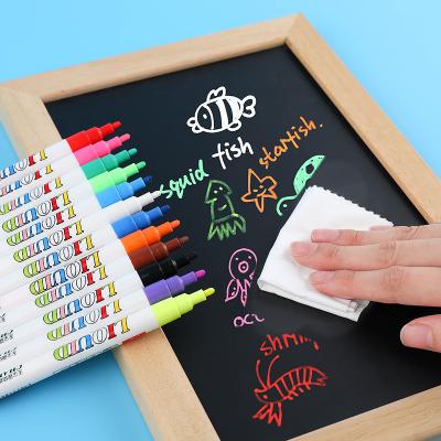 China office & School Markers 12pcs/set 3mm Liquid Chalk Ink Pen Marker Glass Windows Blackboard Stickers Liquid Chalk Pen On Blackboard Window White Pen for sale