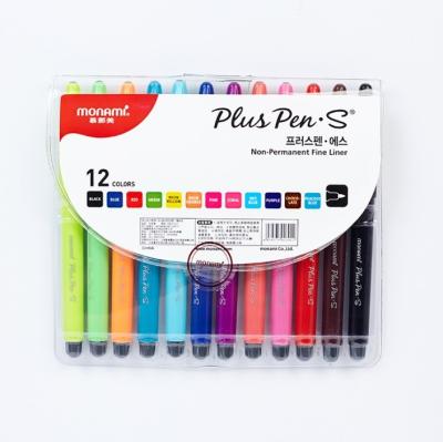 China 12 Normal Colors/Set Monami Plus Pen S Fine Refillable Watercolor Coating Gel Pen With Fiber Tip For Diary Supplies Gift Drawing DIY for sale