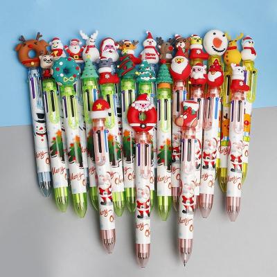 China Multi Color Cartoon Pen Santa Claus Xmas Tree Deer Ballpoint Pen Elementary School Gift Stationery Merry Christmas Gifts Pen for sale