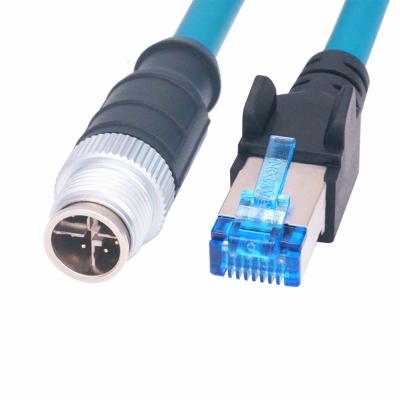 China Video Game Player M12 X-Code Male To Industrial RJ45 6a Camera Cable for sale