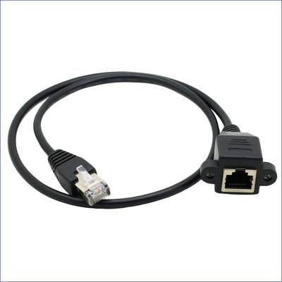 China Compatible Copper Core RJ45 Extension Cable With Screw Hole Male To Female Network Port Extension Cable for sale