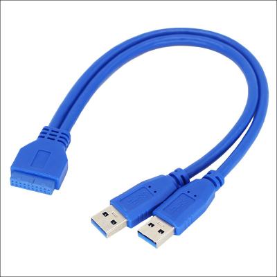 China Compatible USB3.0 to Female 20Pin Adapter 20P Cable to Male Two Port USB3.0 Extension Cable for sale