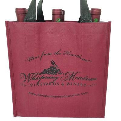 China 6 Bottle Wine Reusable Nonwoven Tote Bag With Logo Divided Carrier for sale