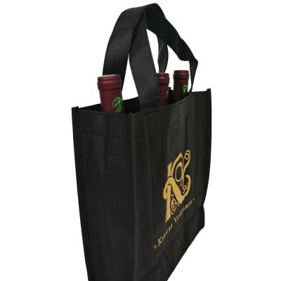 China 3 Bottle Wine Carrier Nonwoven Tote Bag Wine Packing Bags For Wine Glass Carrier Bag for sale