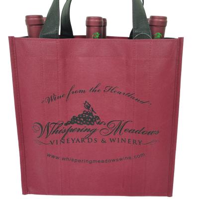 China Customized Buying Wine Nonwoven Cotton Carrier Tote Canvas Bag For Business for sale