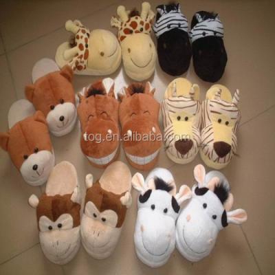 China 100% Polyester Innovative Adult Funny Tailor Make Soft Plush Animal Slippers 100% Polyester Softly Cute for sale