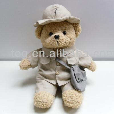 China OEM Funny Plush Mini 8 Inch Postman Bear Convenient Cleaning Tiny Toy With Bag for sale