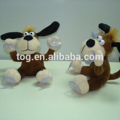 China Lovely Gift OEM ODM Dog Plush Dog Glass Cup Doll Car Decoration Glass Sucking Animal Toy for sale