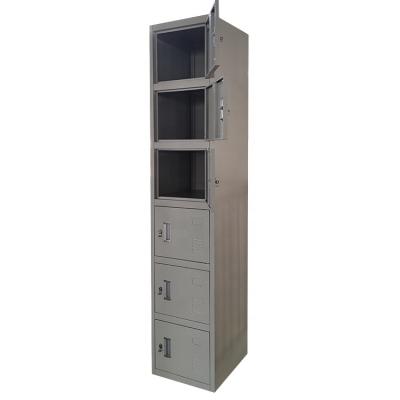 China 6 tier steel storage lockers with protection lock single column wardrobe with 6 small boxes for cloakroom LW-TL-06 for sale