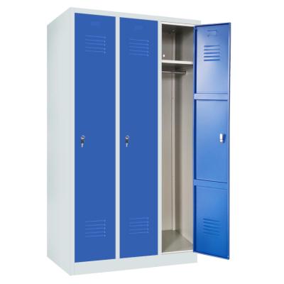 China 3 door steel locker wardrobe for staff worker with divider for dirty/clean clothes metal locker LW-DCL*03 for sale