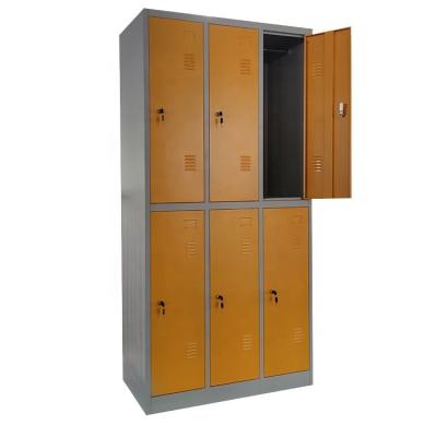 China Custom Design Furniture Metal Steel Locker 6 Doors For Commercial Gym Clothes Steel Storage Locker LW-DL-06 for sale