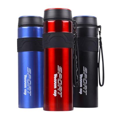 China 1.0L Double-Layer Thermal Insulation Stainless Steel Durable Sports Outdoor Portable Water Bottle With Tea Net With Portable Rope for sale