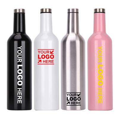 China Stocked Double Layer 25oz Stainless Steel Vacuum Insulated Red Wine Bottle Vial New Business Corporate Gift Set On WomenHot Sale for sale