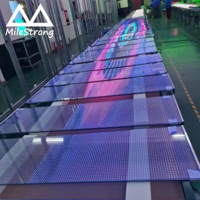 China SDK Milestrong led display transparent glass window curtain p3.91 indoor advertising video wall led transparent display screen for sale