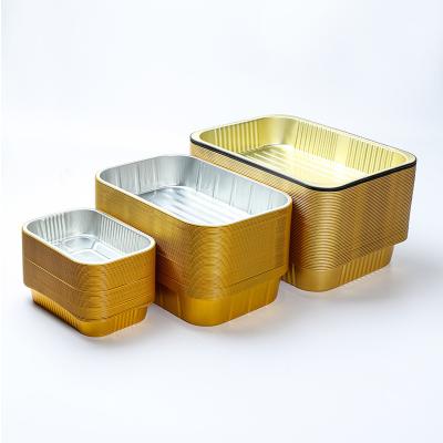 China Luxury Disposable Aluminum Foil Pot Baking Box High Temperature Resistant Rectangular Sealed Lunch Box Commercial Barbecue Tin for sale