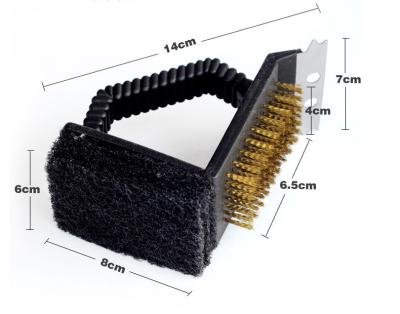 China Easily Cleaned 3 In 1 Cleaning Brush For All Grills Grill Cleaning Brush Square Brush for sale