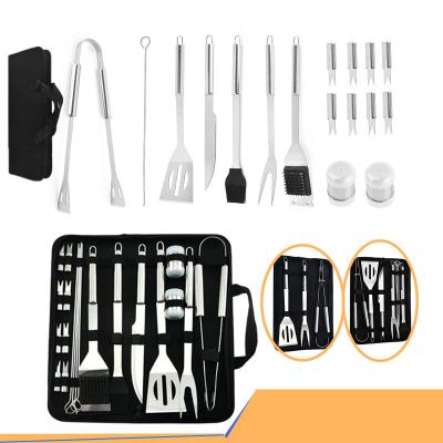 China Easily Cleaned BBQ Grill 20 PCS Tool Kit, Portable BBQ Accessories & Utensils Stainless Steel Skewers, Forks &Tongs Bundle for sale