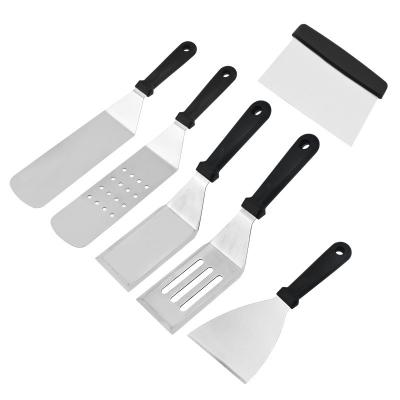 China Stainless Steel BBQ Tool Kit Handle Six-Piece BBQ Shovel Easily Cleaned Outdoor Plastic Utensils GRILL for sale