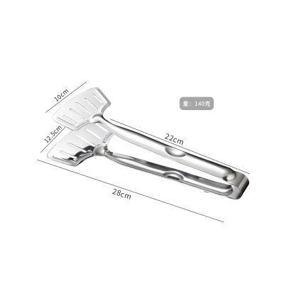 China Easily Cleaned Cooking Stainless Steel Fried Fish Clip Steak Clamps Tongs Slotted Food Multifunctional Flip Double Spatula for sale