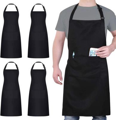 China Durable Adjustable Bib Apron With 2 Pockets Cooking Kitchen ApronsWaterdrop Resistant For Women Men Chef Custom Printed Logo for sale