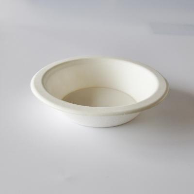 China Degradable Disposable White Round Sugarcane Pulp Bowl 480ML Sugar Cane Pulp Can Be Logo Customized Portable Dinner Dish for sale