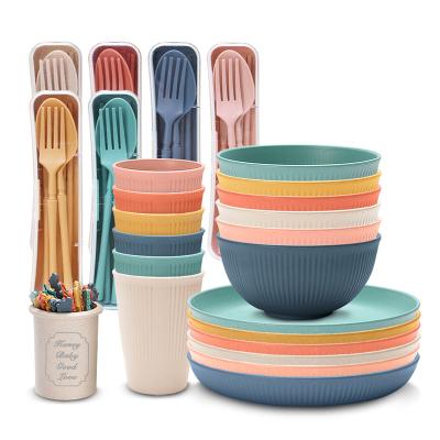 China Sustainable Wheat Straw Dinnerware Bowls Knives, Forks, Spoons And Cups Chopsticks Portablekids Dinnerware Set High Temperature Resistance for sale