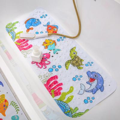 China Sustainable 40X100bath Mats Non Slip Lengthened Pvc Bathtub Mat Seabed Pattern for sale