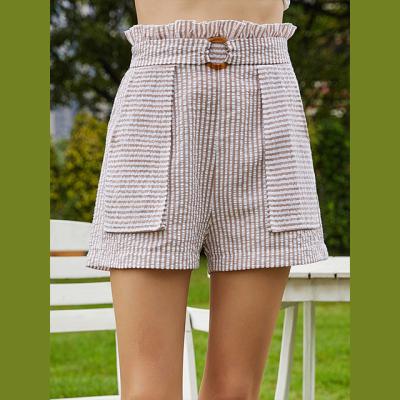 China MENGMUGE New Breathable Pants Summer Hot Selling Casual Plaid Striped Pleated Shorts For Women Elegant Dress Women Blouse Women for sale