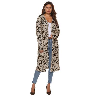 China MENGMUGE Autumn Women's Autumn Women's Casual Open Front Long Sleeve Leopard Print Lightweight Soft Cardigan QUICK DRY Casual Outwear Loosely for sale