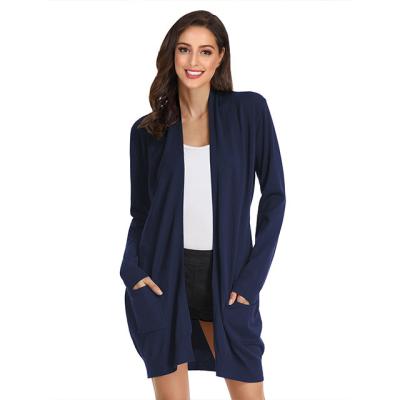 China MENGMUGE New Fashion Solid Color Knee-Length Cardigan Sweater Breathable Casual Long Sleeve Coat With Pocket Elegant Casual Sweater Coat for sale