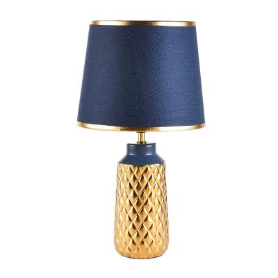 China Modern hot sale blue and gold pattern electroplating ceramic table lamp for living room table for sale