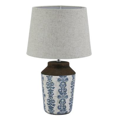 China Vintage Style Modern Blue Pattern Ceramic Desk Lamp For Bed Side Table for sale