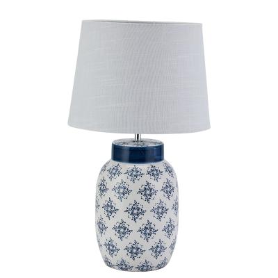 China Traditional style modern blue flower ceramic table lamp for living room decoration office hotel design for sale