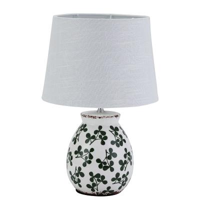 China Newest Modern Green Leaf Pattern Ceramic Table Lamp For Living Room Decoration for sale