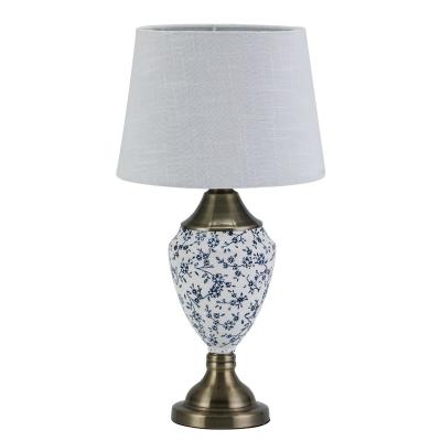 China Modern hot selling blue pattern metal and ceramic home decoration tablelamp for sale