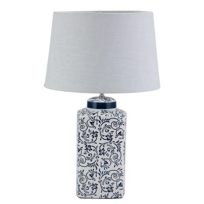 China Modern Hot Selling Blue Pattern Home Decor Ceramic Table Lamp For Living Room Decoration for sale