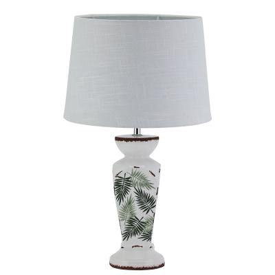 China New Arrival Modern Green Leaf Pattern Large Classic Ceramic Table Lamp For Bedroom Decoration for sale