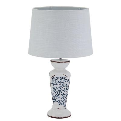 China New arrival modern large pattern blue classic ceramic table leaf lamp for bedroom decoration for sale