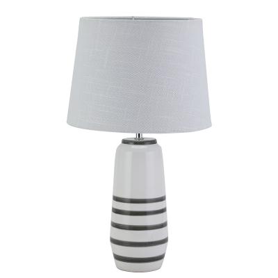 China Modern wholesales like gray line ceramic bedside table lamp for bedroom decoration for sale