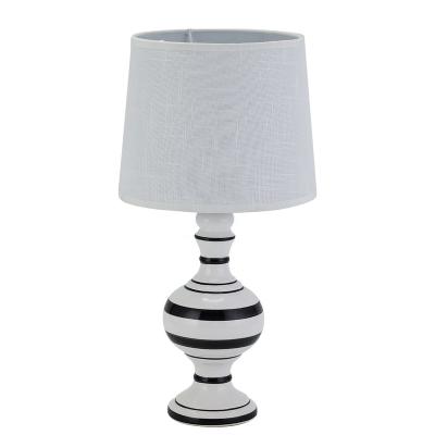 China New arrival modern small slim black line hand painting ceramic table lamp for bedroom decoration for sale