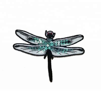 China Sustainable Iron On Sequin Dragonfly Applique Patches For Clothes for sale