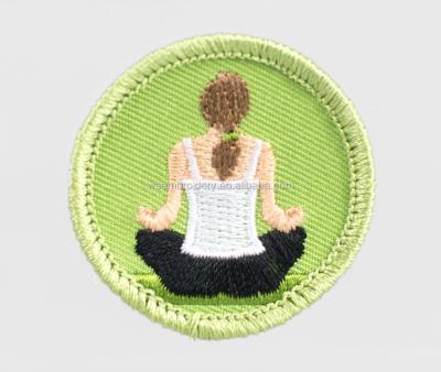 China Sustainable Yoga Pattern Women Practice Custom Embroidered Sportswear Patches for sale