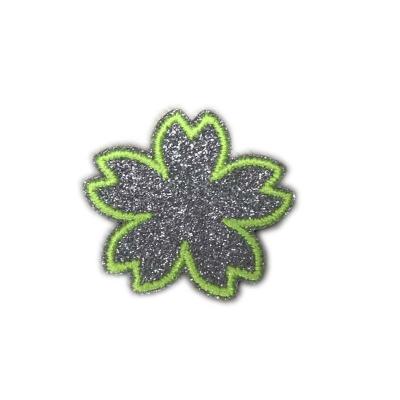 China Viable Glitter Flower Patch With Iron On Backing Glitter Accessories For Clothes / Phone Case / Book Cover for sale